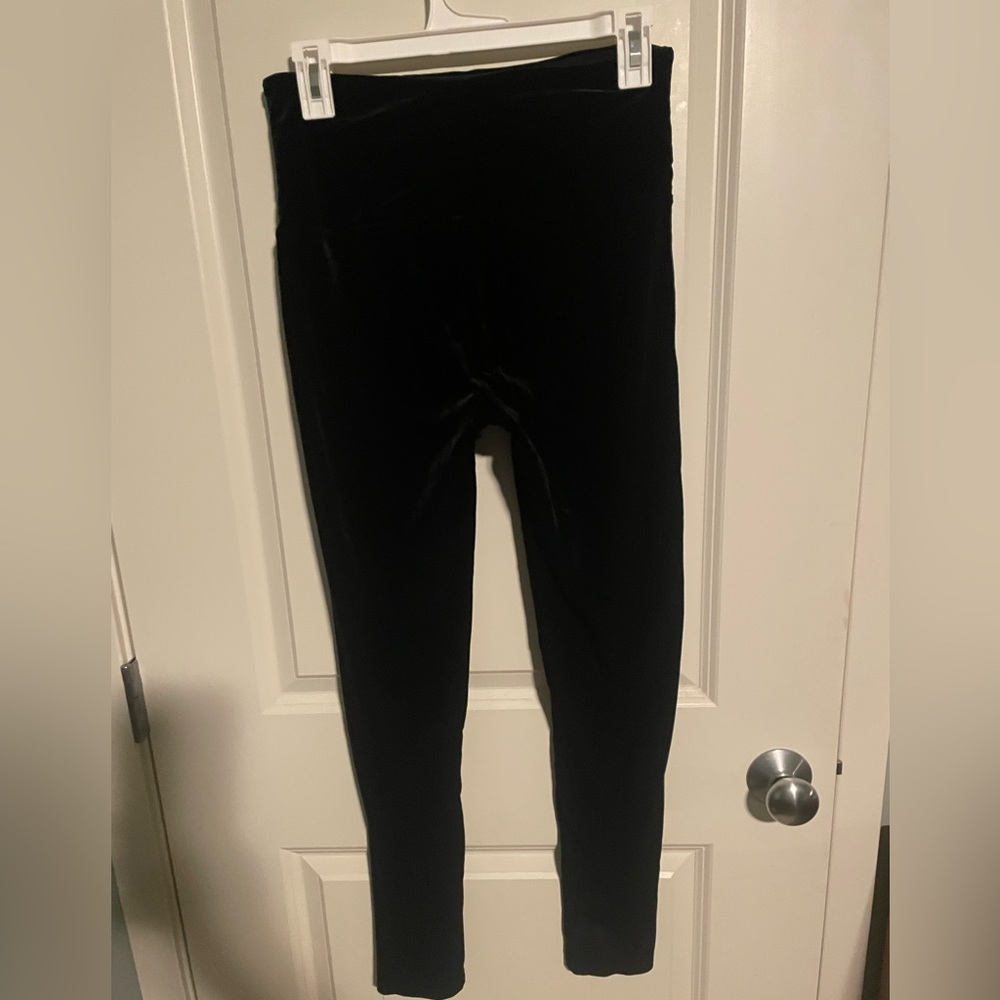 SPANX XL black velvet velour leggings. EUC